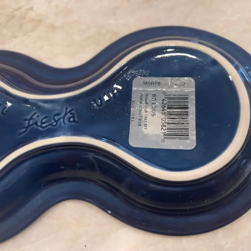 Fiesta Cobalt blue tray for cream and sugar NEW